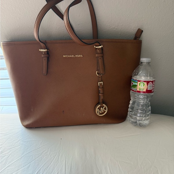 Michael Kors Chocolate Brown Leather Tote with MK Charm - Picture 10 of 14